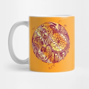 Burgundy Gold Skull and Dreamcatcher Circle Mug